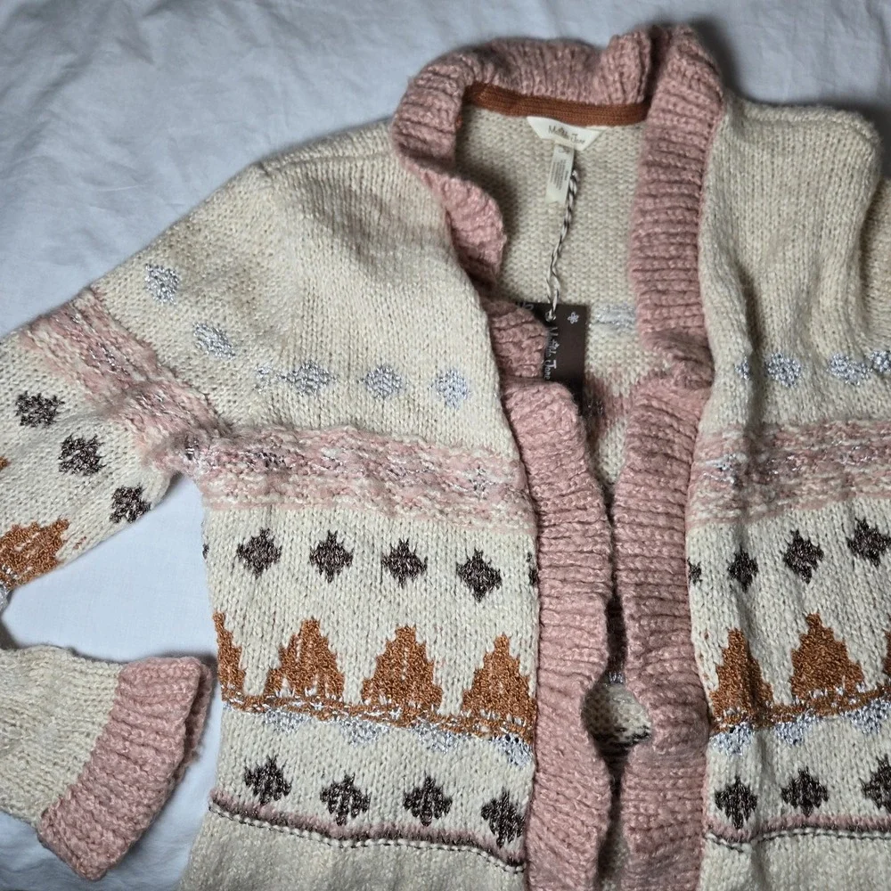 Matilda Jane Open Cardigan‎ Just Imagine Jacie Ruffled Wool Blend Sz Small NWT